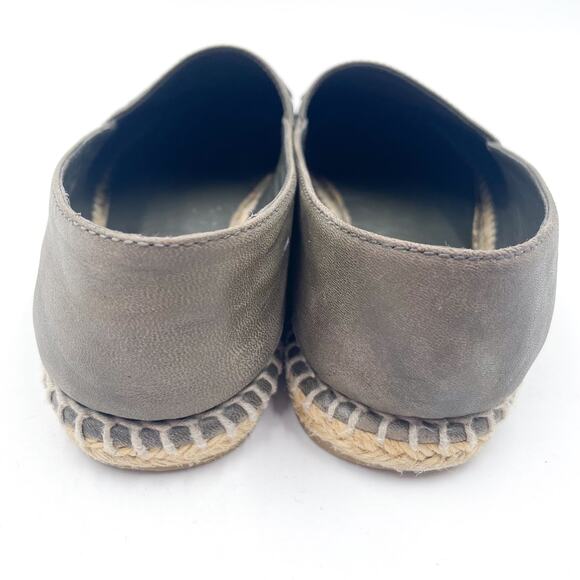 Chanel CC Espadrille Flat Gray Suede Leather Cap Toe Slip On‎ Sz 37 / 7 - Picture 6 of 14